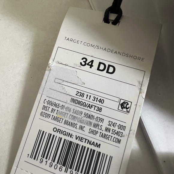 Target Shade and Shore Bikini Set Stripe Ribbed White Blue Vertical 34DD Small - Picture 5 of 6